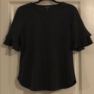 Banana Republic Black Flounce Sleeve Blouse